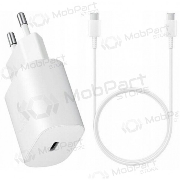 Laadija originaalne Samsung EP-TA800NW 25W + Type-C kaabel 25W valged