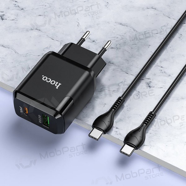 Laadija Hoco N5 USB Quick Charge 3.0 + PD 20W (3.1A) + Type-C-Type-C (mustad)