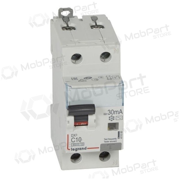 Automatinis jungikliskoos  srovės nuotekio rėle Legrand 411000 (10A, 1P+NR, 230V, 30mA, RCBO)