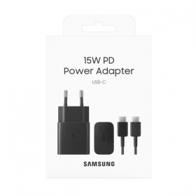 Laadija originaalne Samsung EP-T1510XBEGEU 15W + kaabel Type-C 1m pakendis mustad