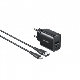 Telefoni laadija Awei PD85T-EU 22.5 W USB-C + USB-A koos USB-C kaabliga 1 m must
