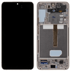 Ekranas Samsung S906 S22 Plus su lietimui jautriu stikliuku ja rėmeliu Pink Gold originaalne (service pack)