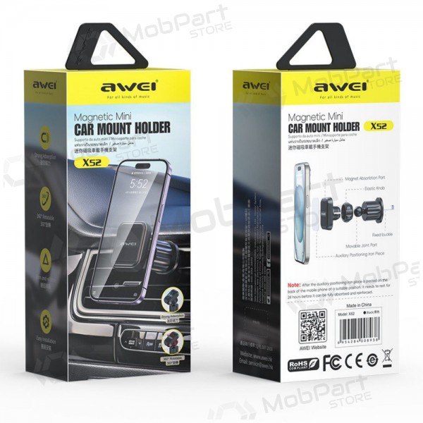 Auto telefonihoidja Awei X52 Magnetic (air vent) mustad