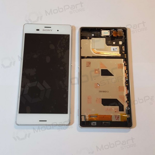 Sony D6603 Xperia Z3 ekraan (valged) (koos raamiga) (kasutatud grade C, originaalne)