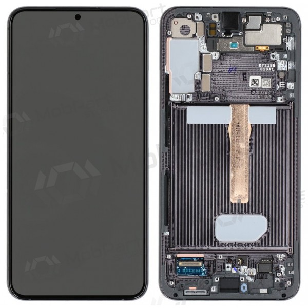 Ekranas Samsung S906 S22 Plus su lietimui jautriu stikliuku ja rėmeliu Black OLED (real size)