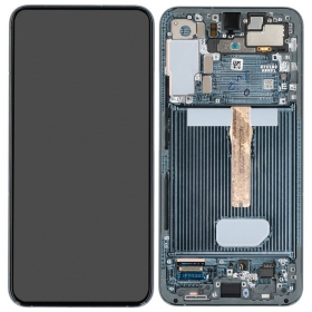 Ekranas Samsung S906 S22 Plus su lietimui jautriu stikliuku ja rėmeliu Green originaalne (service pack)