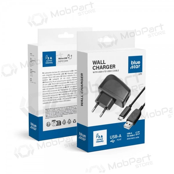 Telefonilaadija Blue Star TFK-TC-1095B 10 W USB-A USB-A-st USB-C-kaabliga must