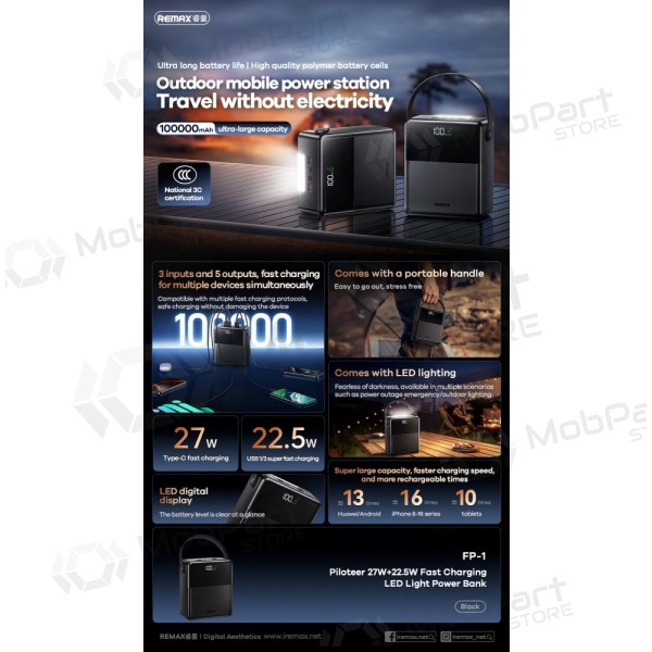 Väline patarei / aku Power Bank Remax FP-1 22.5W 100000mAh must