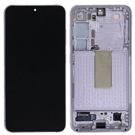 Ekranas Samsung S911 S23 5G su lietimui jautriu stikliuku ja rėmeliu Lavender originaalne (service pack)