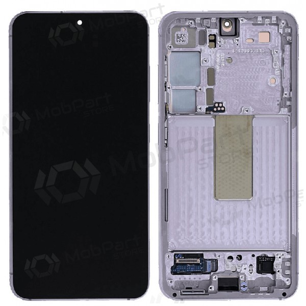 Ekranas Samsung S911 S23 5G su lietimui jautriu stikliuku ja rėmeliu Lavender originaalne (service pack) Ekranas Samsung S911 S23 5G su lietimui jautriu stikliuku ja rėmeliu Lavender originaalne (service pack)