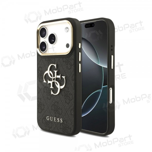 Apple iPhone 18 Pro Max ümbris - Guess PU Leather 4G Metal Logo Gold Frame (must)