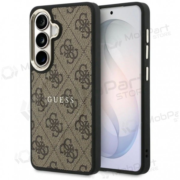 Samsung Galaxy S26 ümbris - Guess PU Leather 4G Gold Frame Magnetic (pruun)
