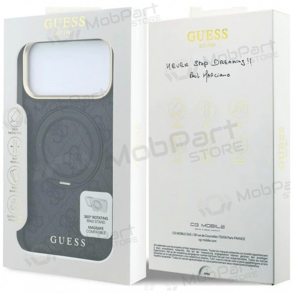 Apple iPhone 18 Pro ümbris - Guess PU 4G Ring Stand MagSafe (must)