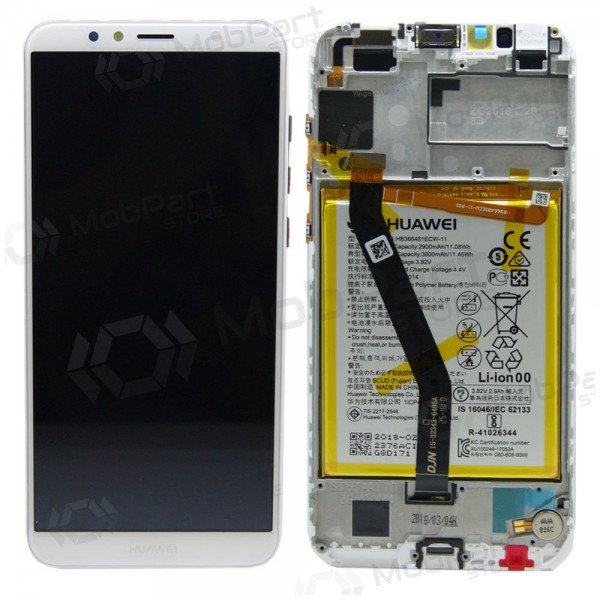 Huawei Y6 2018 / Y6 Prime 2018 ekraan (valged) (koos raamiga ja patarei / aku) (service pack) (originaalne) Huawei Y6 2018 / Y6 Prime 2018 ekraan (valged) (koos raamiga ja patarei / aku) (service pack) (originaalne)