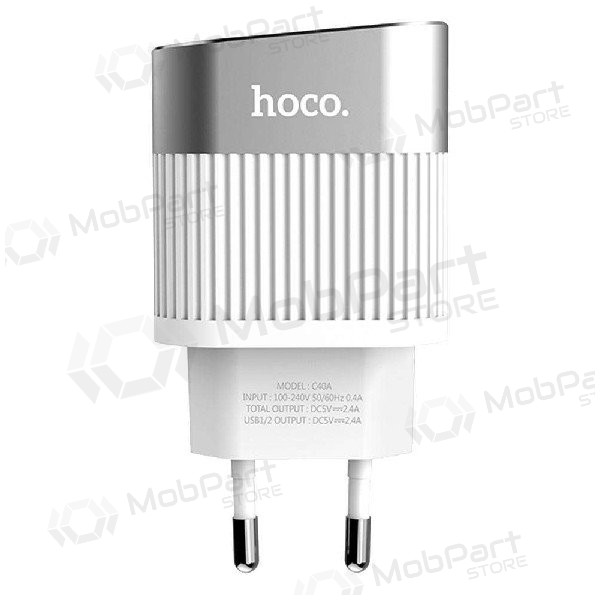 Laadija FastCharge HOCO C40A Speedmaster Dual USB (5V 2.4A) (valged)