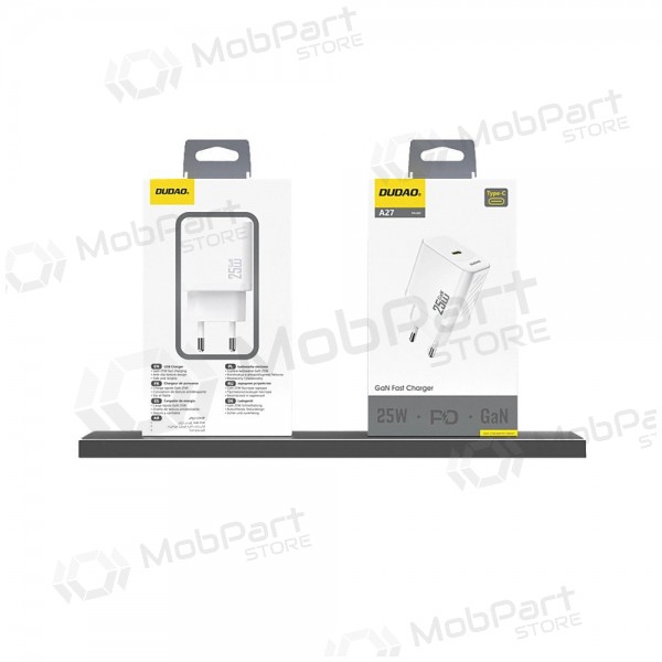 Telefoni laadija Dudao A27 25 W GaN USB-C valge