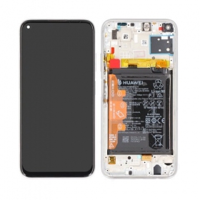 Huawei P40 Lite ekraan (Breathing Crystal) (koos raamiga ja patarei / aku) (service pack) (originaalne)