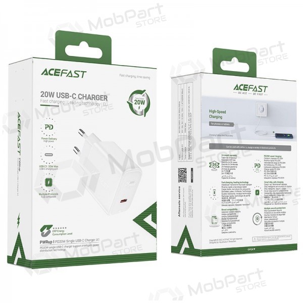 Laadija buitinis Acefast A1 PD20W USB-C valged