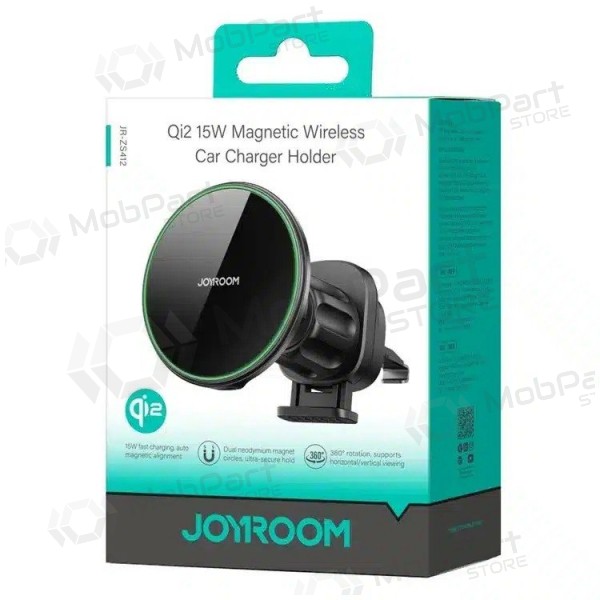 Automobilinis laikiklis-laadija Joyroom JR-ZS412 Qi2 MagSafe 15W mustad