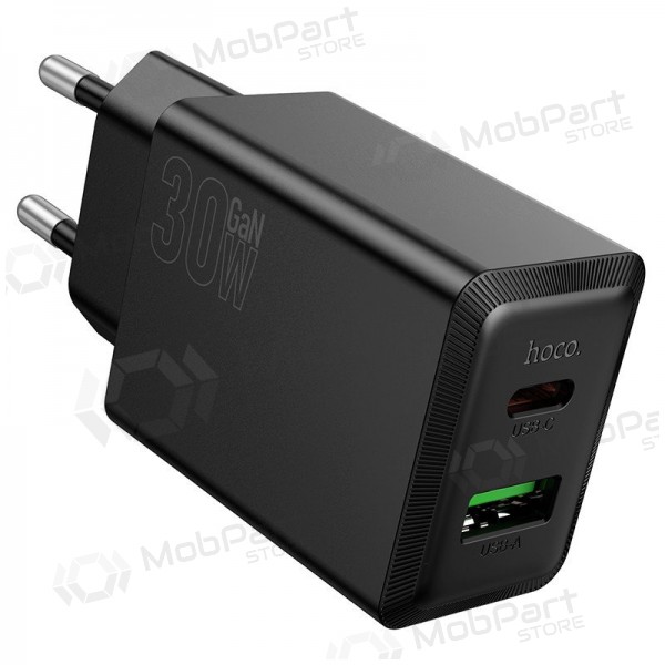 Telefonilaadija Hoco N71 30 W GaN USB-C + USB-A must