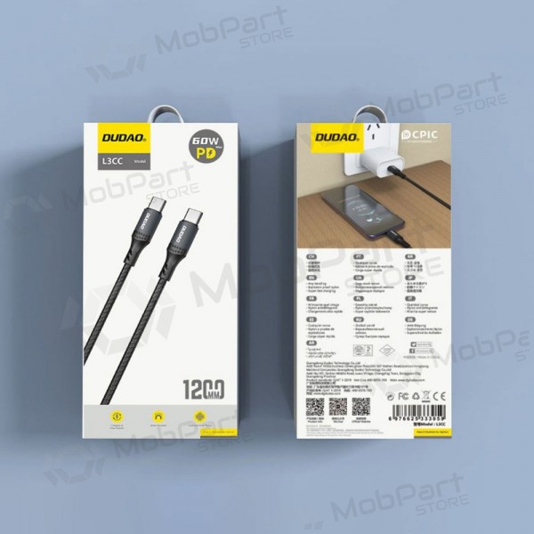 USB-C kaabel Dudao L3CC USB-C kuni USB-C 1.2 m 60 W must