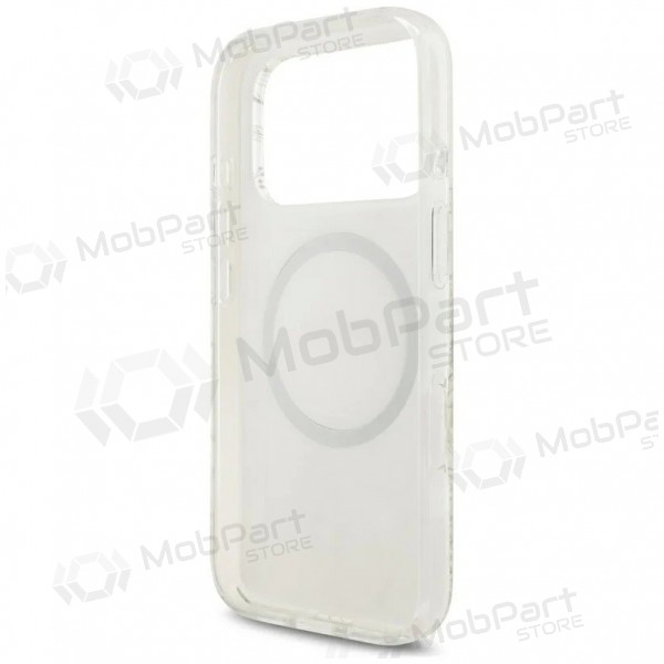 Apple iPhone 18 Pro Max ümbris - Guess IML Flowers Allover Strap MagSafe (valge)