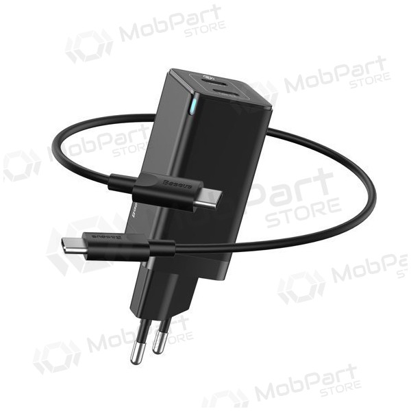 Laadija Baseus GaN 45w (20V/3A) + Type-C kaabel (MacBook) (mustad)