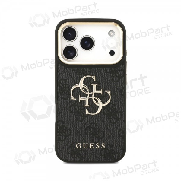 Apple iPhone 18 Pro ümbris - Guess PU Leather 4G Metal Logo Gold Frame (must)