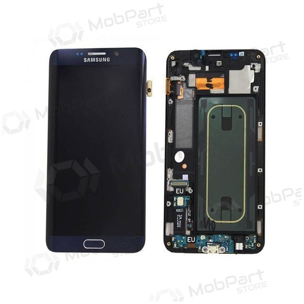 Samsung G925F Galaxy S6 Edge ekraan (mustad) (koos raamiga) (kasutatud grade B, originaalne)