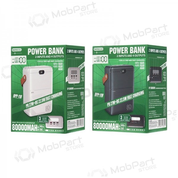 Väline patarei / aku Power Bank Remax RPP-118 22.5W 80000mAh must
