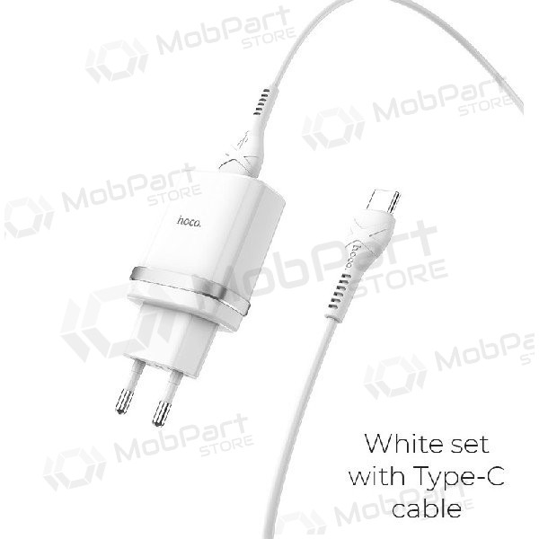 Laadija HOCO C12Q Smart USB + type-C kaabel (QC3.0) (valged)