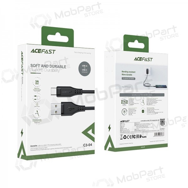 USB kaabel Acefast C3-04 USB-A to USB-C 1.2m mustad