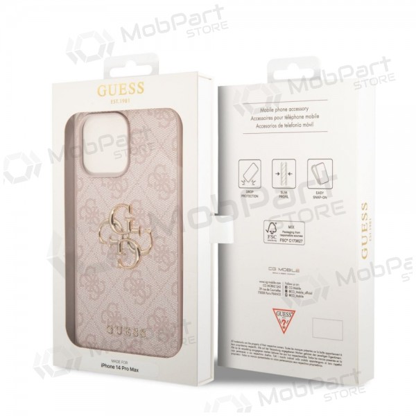 Apple iPhone 14 Pro Max ümbris - Guess PU 4G Metal Logo (roosa)