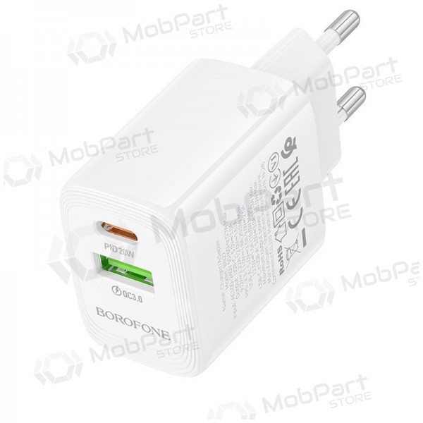 Laadija Borofone BN27 20W USB-C/USB-A valged