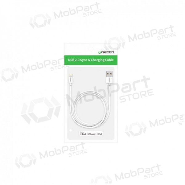 USB kaabel Ugreen US155 MFi USB to Lightning 2.4A 2.0m valged
