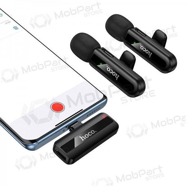 Belaidžių mikrofonų rinkinys Hoco L20A USB-C/Lightning mustad