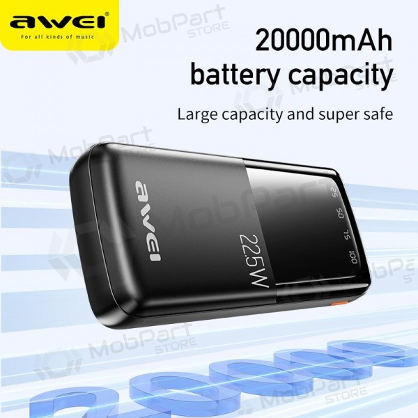 Väline patarei / aku Power Bank Awei P13K PD20W/QC22.5W 20000mAh must
