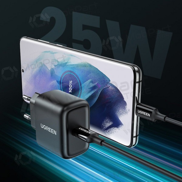 Laadija buitinis Ugreen CD250 USB-C 25W + USB-C cable 2.0m mustad