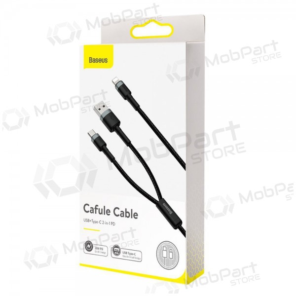 USB kaabel Baseus Cafule 2in1 Type-C Lightning 20w 1.2m (hall-mustad) CATKLF-BG1