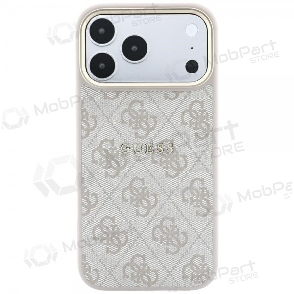 Apple iPhone 18 Pro ümbris - Guess PU Leather 4G Gold Frame Embossed MagSafe (roosa)