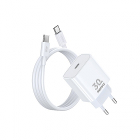 Telefoni laadija Remax RP-U71 30 W GaN USB-C koos USB-C kaabliga 1 m valge