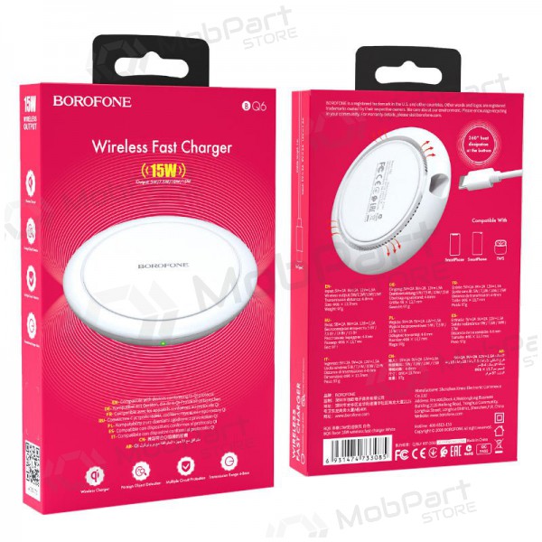 Laadija juhtmeta Borofone BQ6 QC3.0 (15W) (valged)