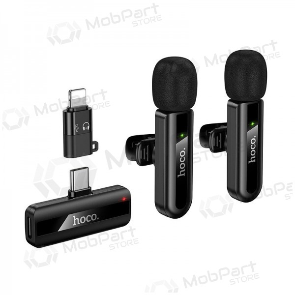 Belaidžių mikrofonų rinkinys Hoco L20A USB-C/Lightning mustad