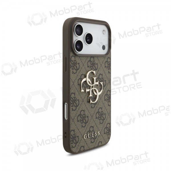 Apple iPhone 18 Pro ümbris - Guess PU 4G Metal Logo (pruun)