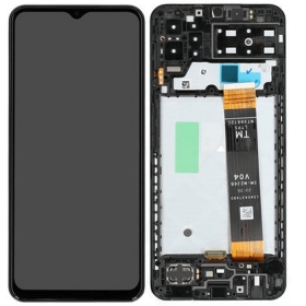 Samsung Galaxy A13 4G ekraan (mustad) (koos raamiga) (originaalne)
