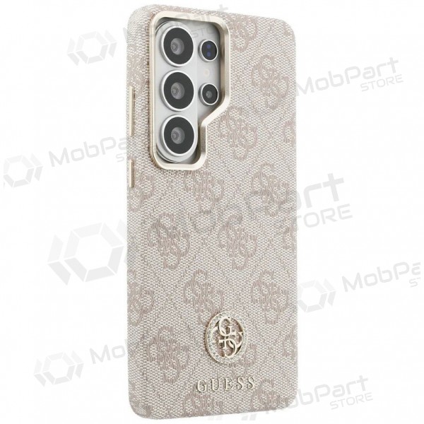 Samsung Galaxy S26 Ultra ümbris - Guess PU Leather 4G Strass Logo Gold Frame Magnetic (roosa)