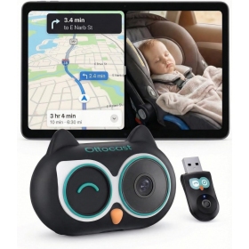 Juodas juhtmevaba CarPlay adapter Ottocast Cabin Care CA520-T mobiilse lapsehoidja funktsiooniga