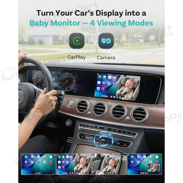 Juodas juhtmevaba CarPlay adapter Ottocast Cabin Care CA520-T mobiilse lapsehoidja funktsiooniga