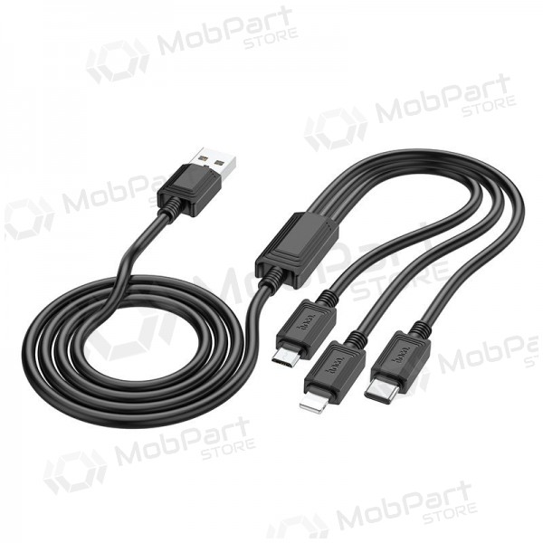 USB kaabel Hoco X74 3in1 microUSB-Lightning-Type-C 1.0m (mustad)