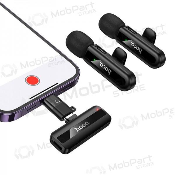Belaidžių mikrofonų rinkinys Hoco L20A USB-C/Lightning mustad